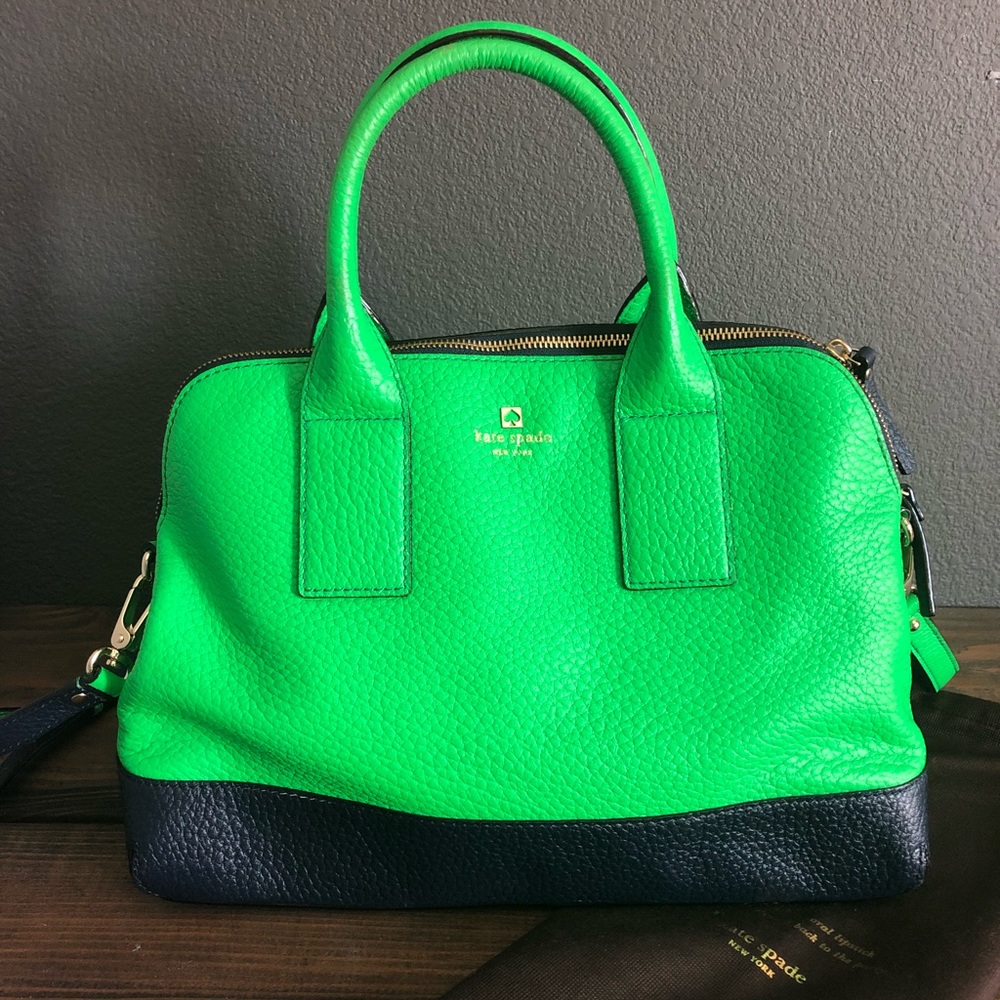 Kate Spade Navy/Green Leather Satchel
